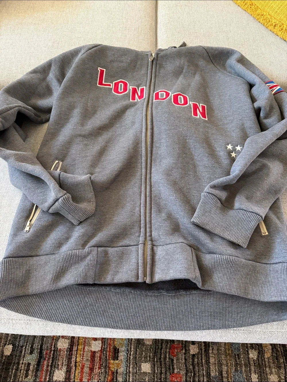 Gray Zip Hoodie with Red 